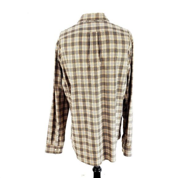 Michael Kors Slim‎ Fit Button Down Brown Plaid Collared XL Cotton Tencel - Picture 4 of 8